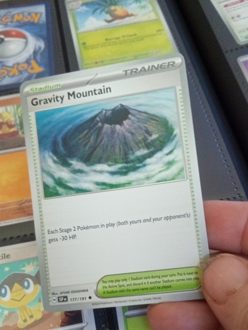 Pokemon Gravity Mountain Trainer Card - White, Green, Blue